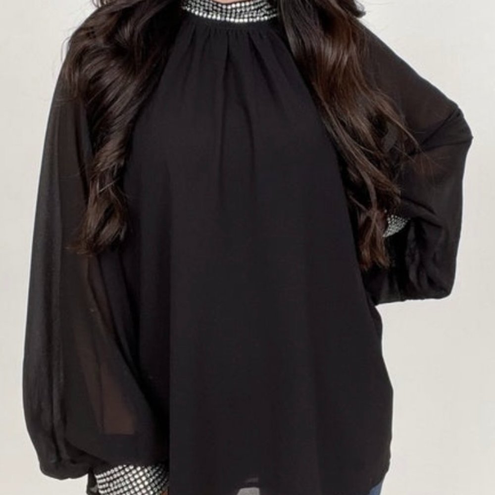 Vine & Love Black Sheer Blouse